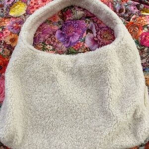 Cozy White American Eagle Sherpa Tote Bag